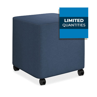 HON Flock Blue Square Stool With Wheels
