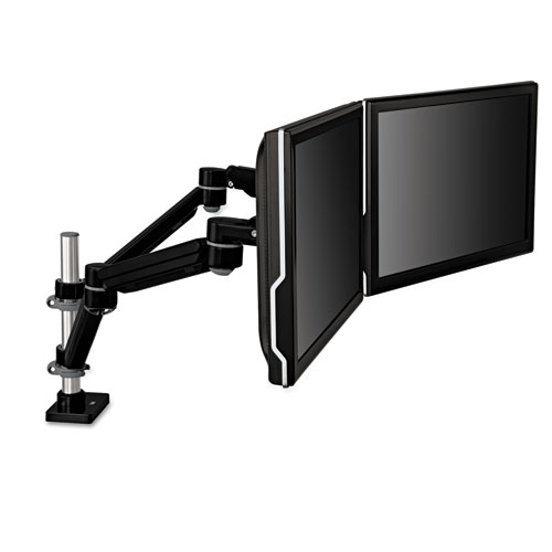 Easy-Adjust Dual Monitor Arm, 4.5w x 25.5d x 27h, Black/Gray