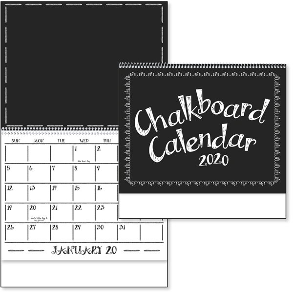 A brand-able chalkboard wall calendar.