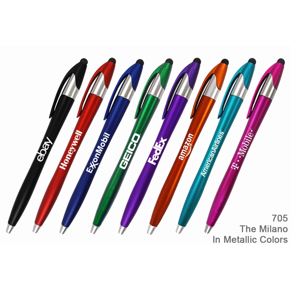 Branded stylus pens in an array of colors.