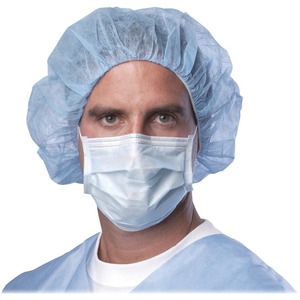 Doctor dressed in scrubs, hair net and mask