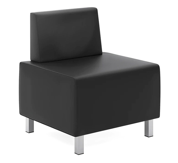 HON Modular Lounge Chair, Black SofThread Leather