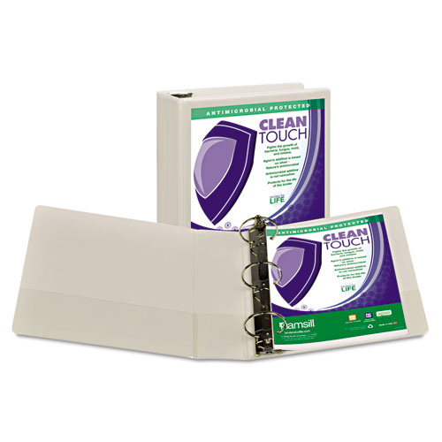 2 Clean Touch antimicrobial binders in white with the front one open.