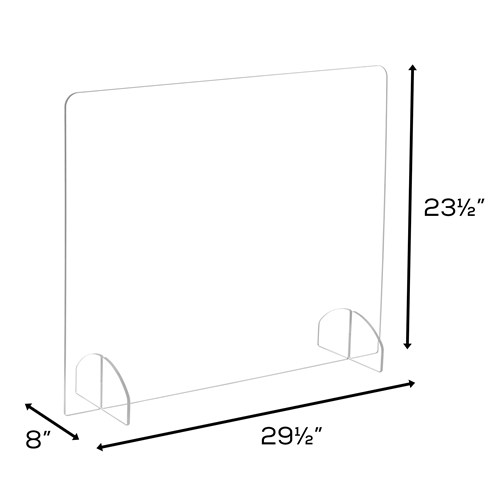 Dimensions of portable freestanding all-acrylic sneeze guard