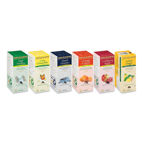 Bigelow Assorted Tea Packs, Six Flavors, 28/ Box, 168/ Carton 