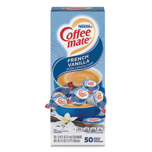 Coffee Mate Liquid Coffee Creamer, French Vanilla, 0.38 oz Mini Cups, 50/ Box