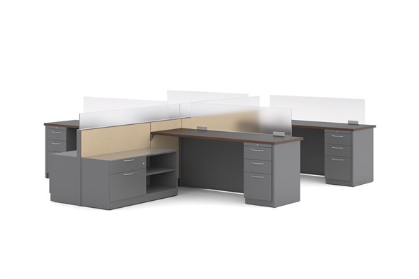 The Abode as a desking cubicle system with privacy panels