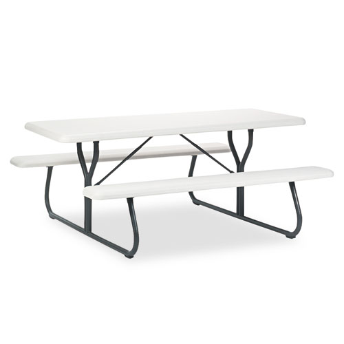 IndestrucTables Too 1200 Series Resin Picnic Table, 72w x 30d, Platinum/ Gray