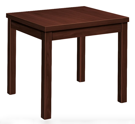 HON Laminate End Table, Flat Edge, 24"W, Mahogany Finish