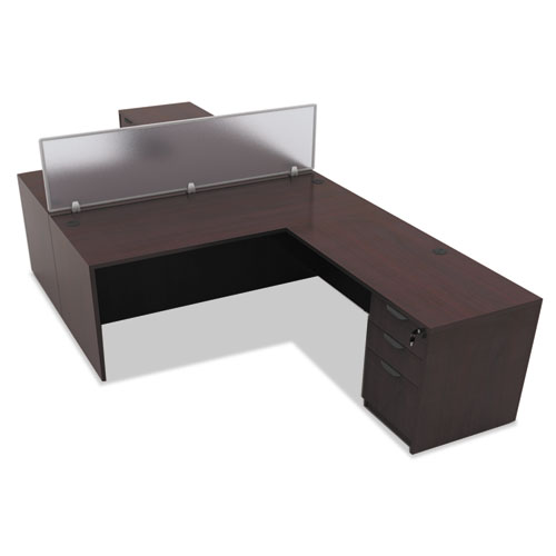 A privacy panels divides a desking system.