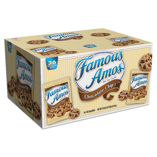 Kellogg’s Famous Amos Cookies, Chocolate Chip, 2oz Snack Pack, 36/ Carton