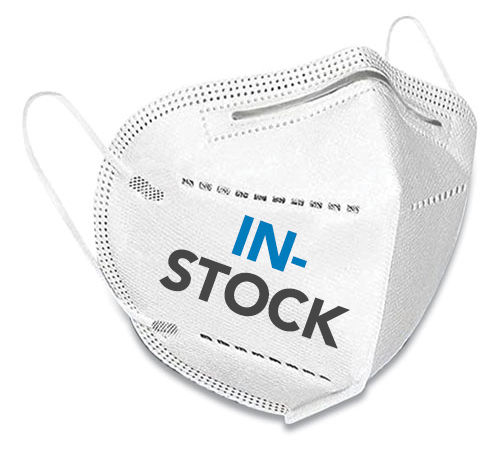 n95 white mask graphic noted as in-stock