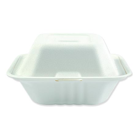 BWKHINGEWF1CM6 Boardwalk® Bagasse Molded Fiber Food Containers
