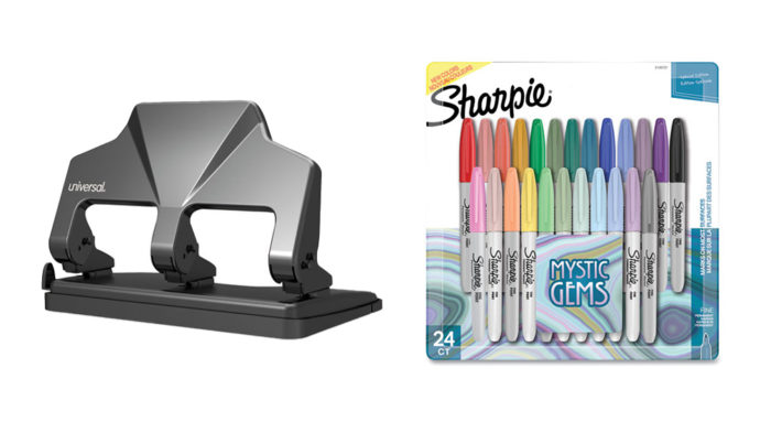 Hole puncher and Sharpies